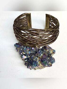 Boho Chunky Layered Bronze Wire Nest Wide Statement Cuff Bangle Bracelet